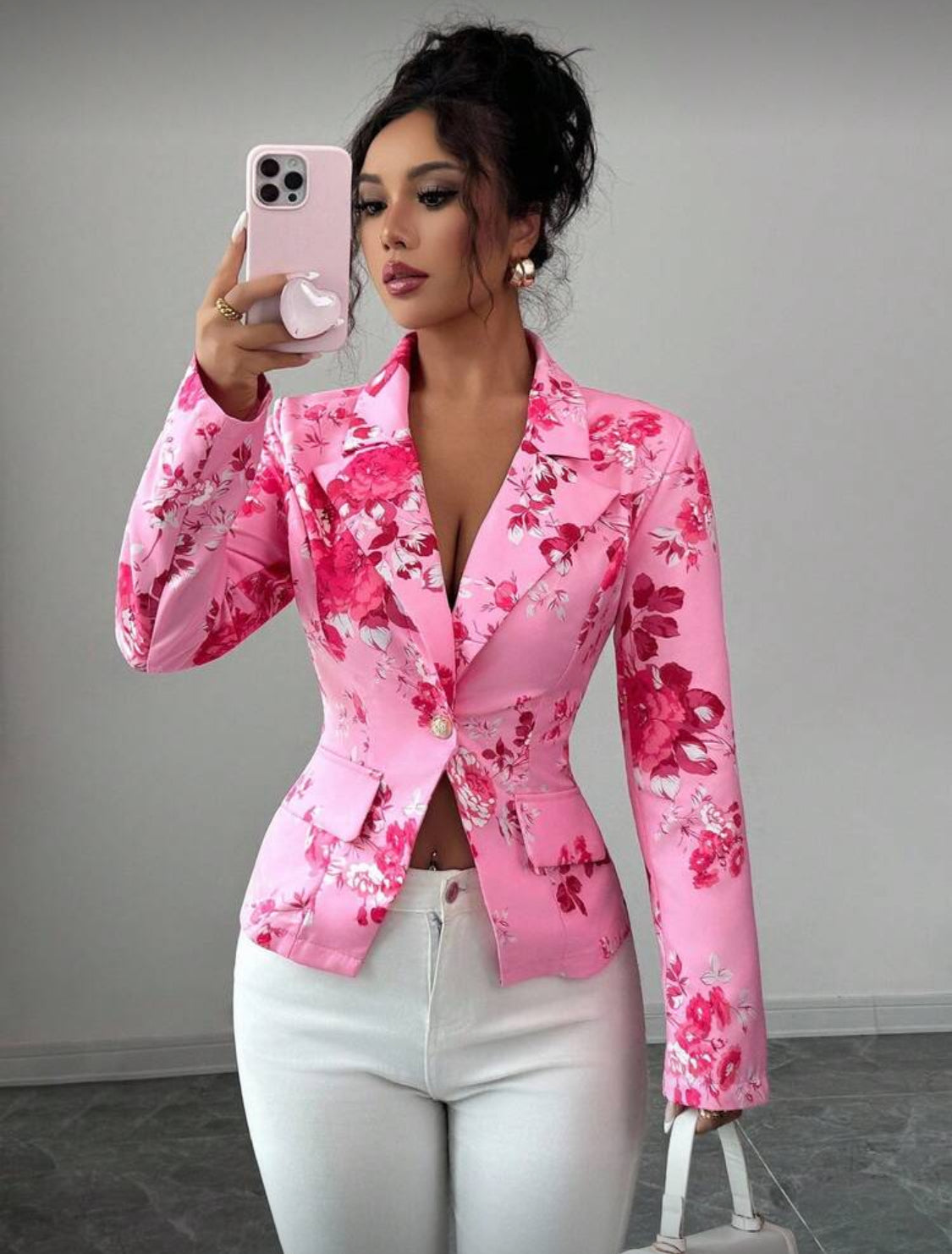 Elegant Floral Tailored Blazer for Women