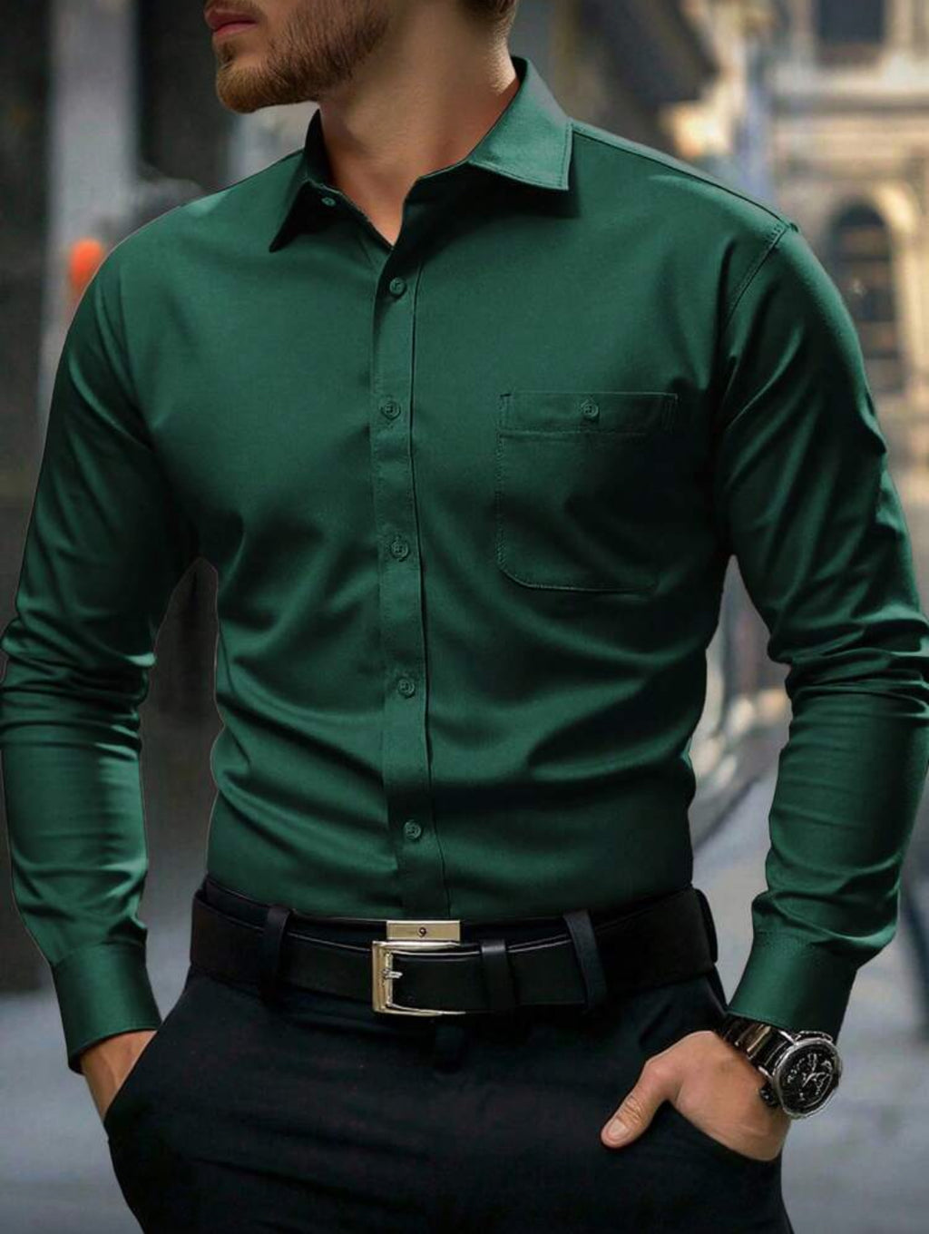 Classic Slim-Fit Long Sleeve Dress Shirt