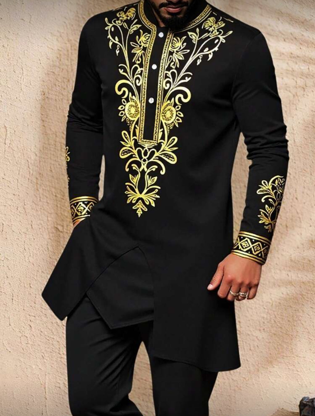 Premium Black & Gold Traditional Men’s Ensemble