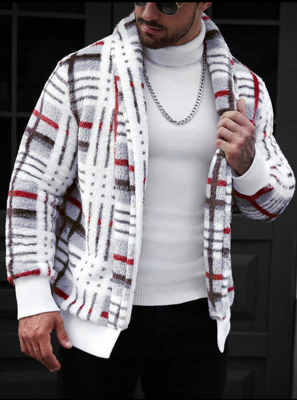 Men’s Cozy Checkered Fleece Cardigan