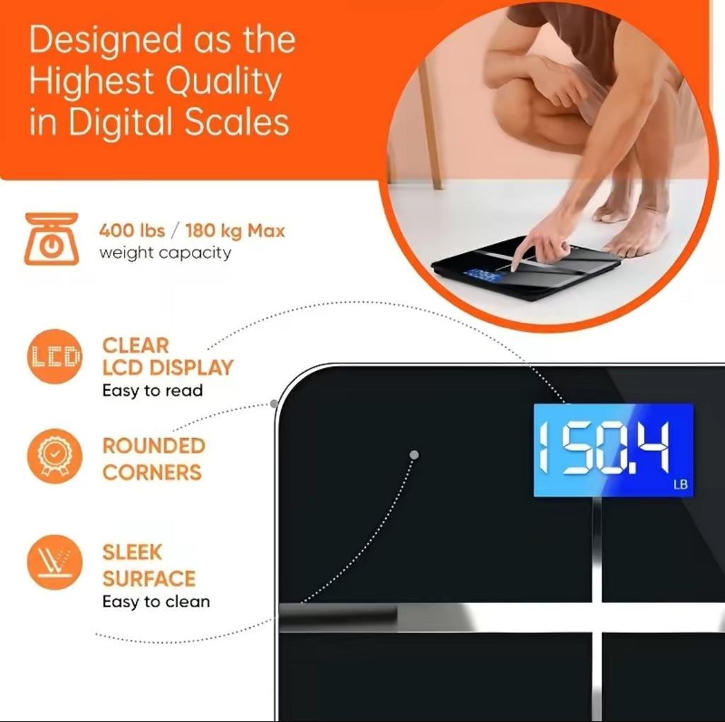 High-Definition Digital Bathroom Scale – Large LED Display, 396 lb Capacity