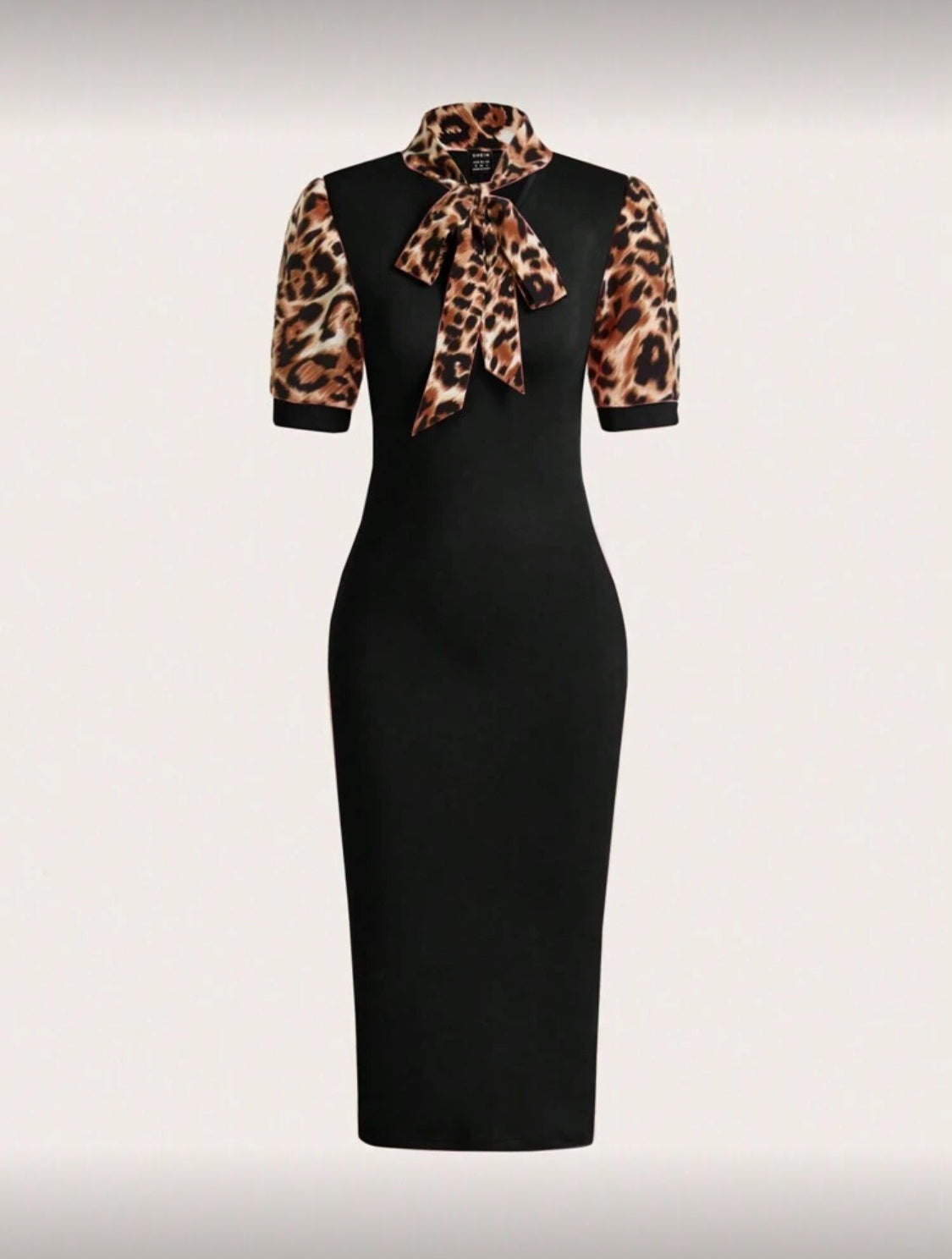 Elegant Bow-Neck Bodycon Midi Dress