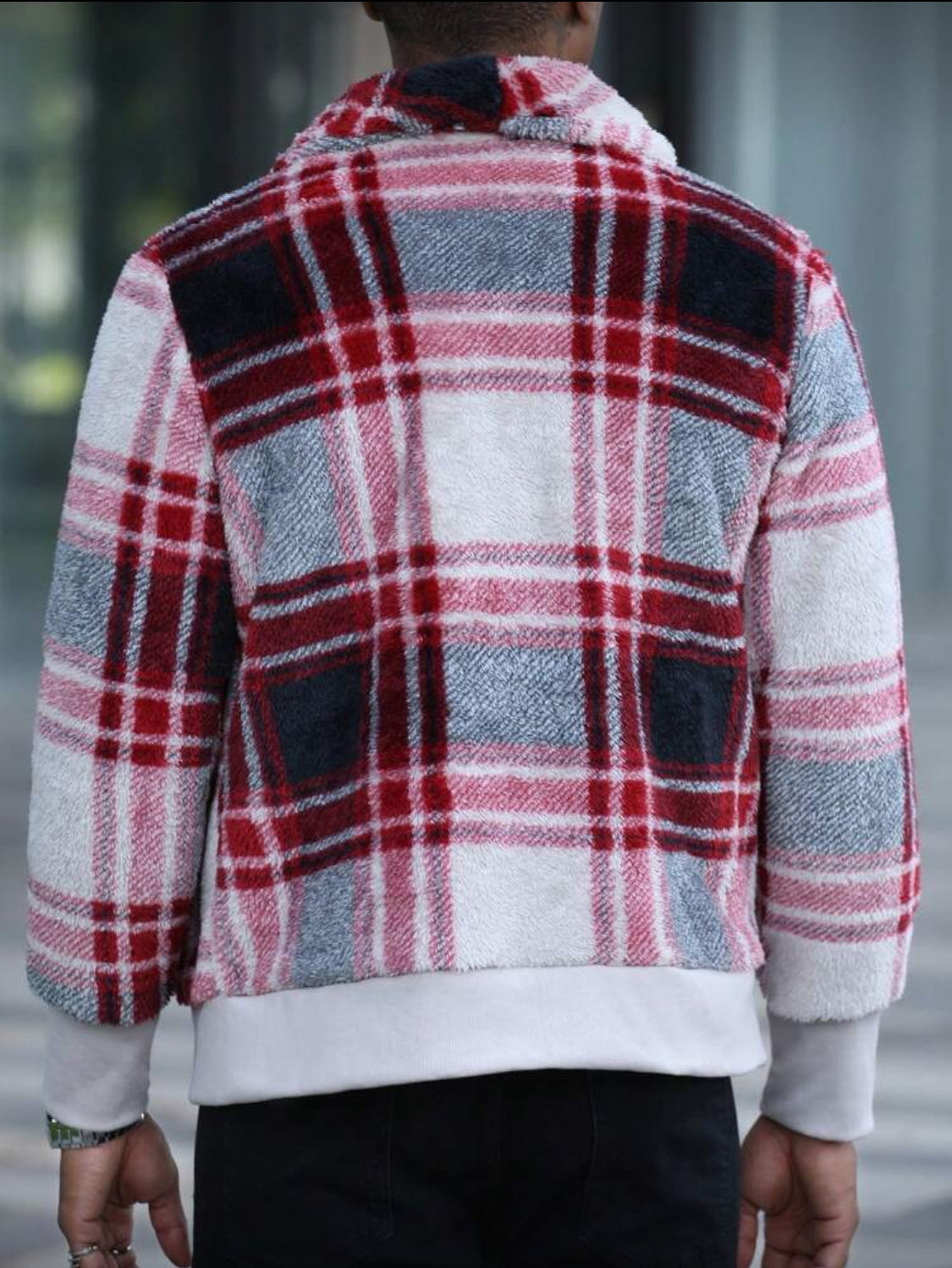 Men’s Cozy Checkered Fleece Cardigan