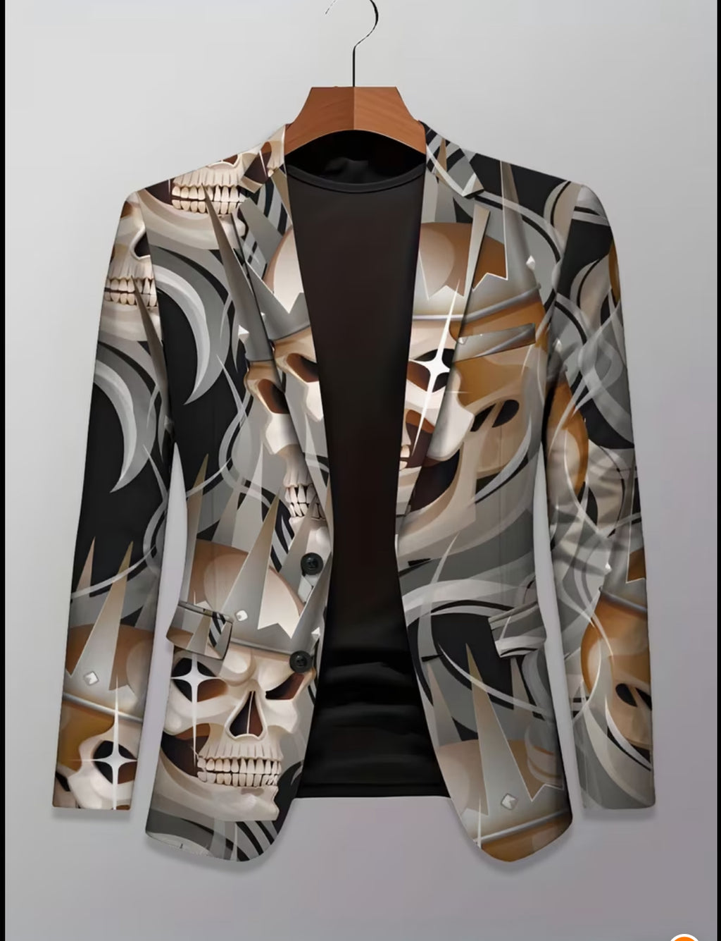 Abstract Skull Art Statement Blazer
