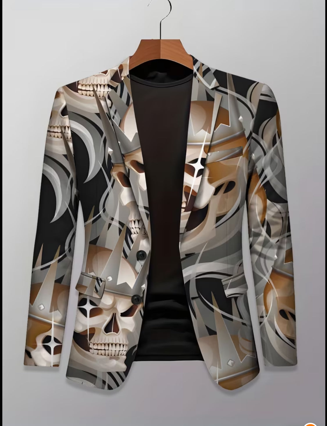 Abstract Skull Art Statement Blazer
