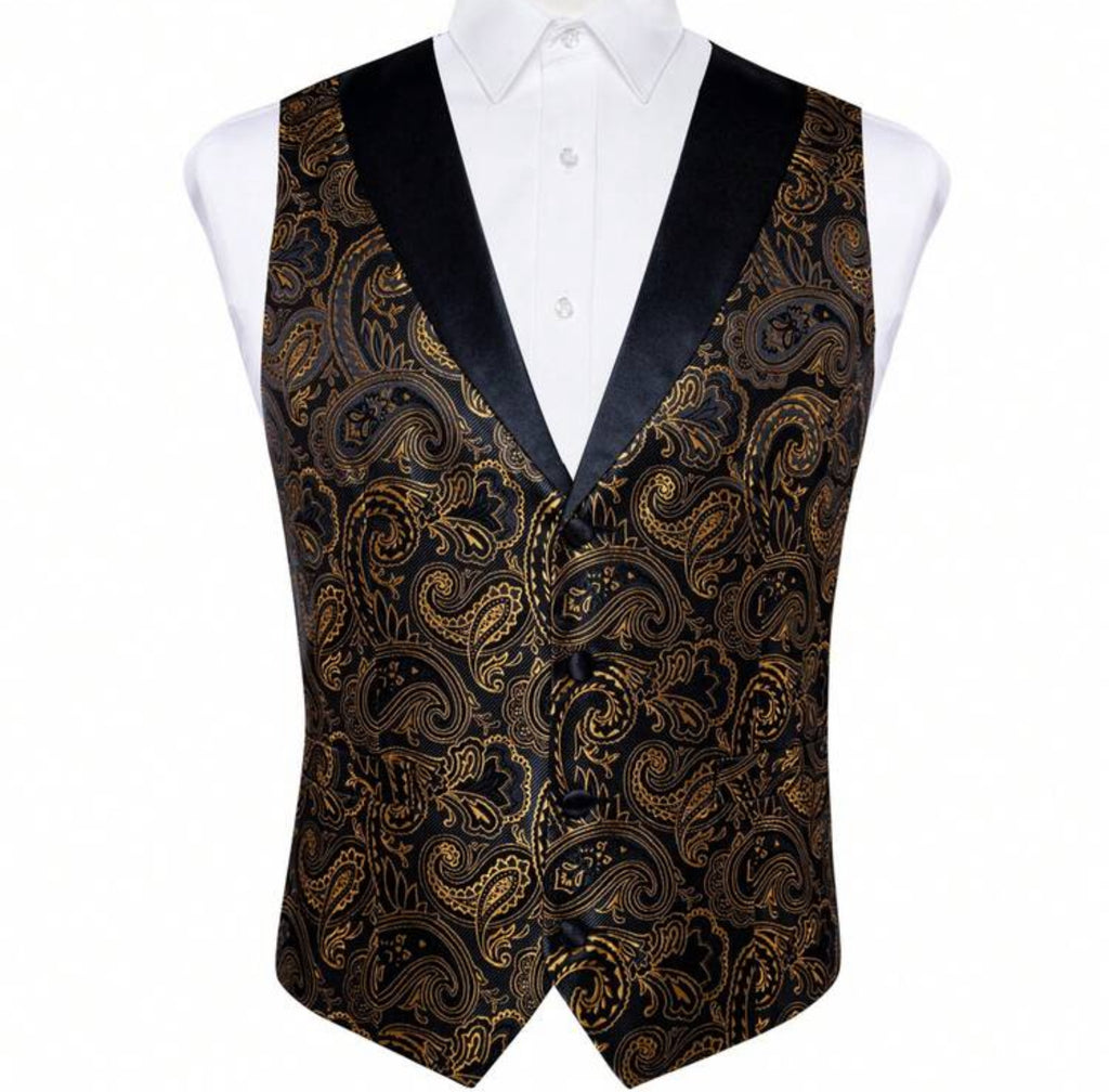 Luxury Paisley Men’s Waistcoat & Tie Set