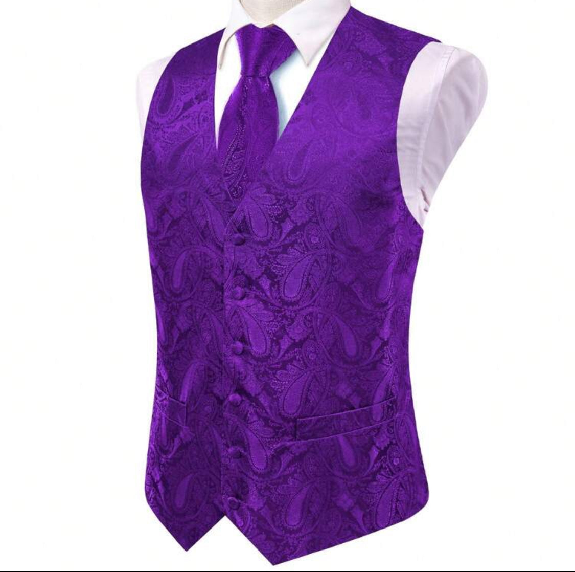 Luxury Paisley Men’s Waistcoat & Tie Set