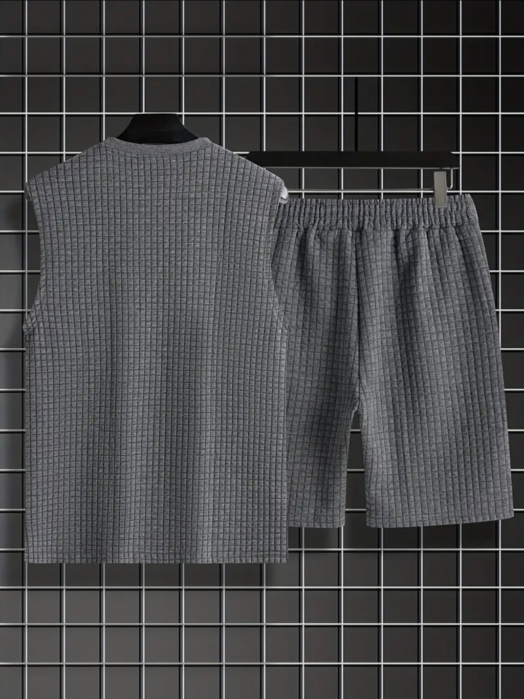 Men’s Sleeveless Textured Lounge Set – 2 Piece Summer Outfit