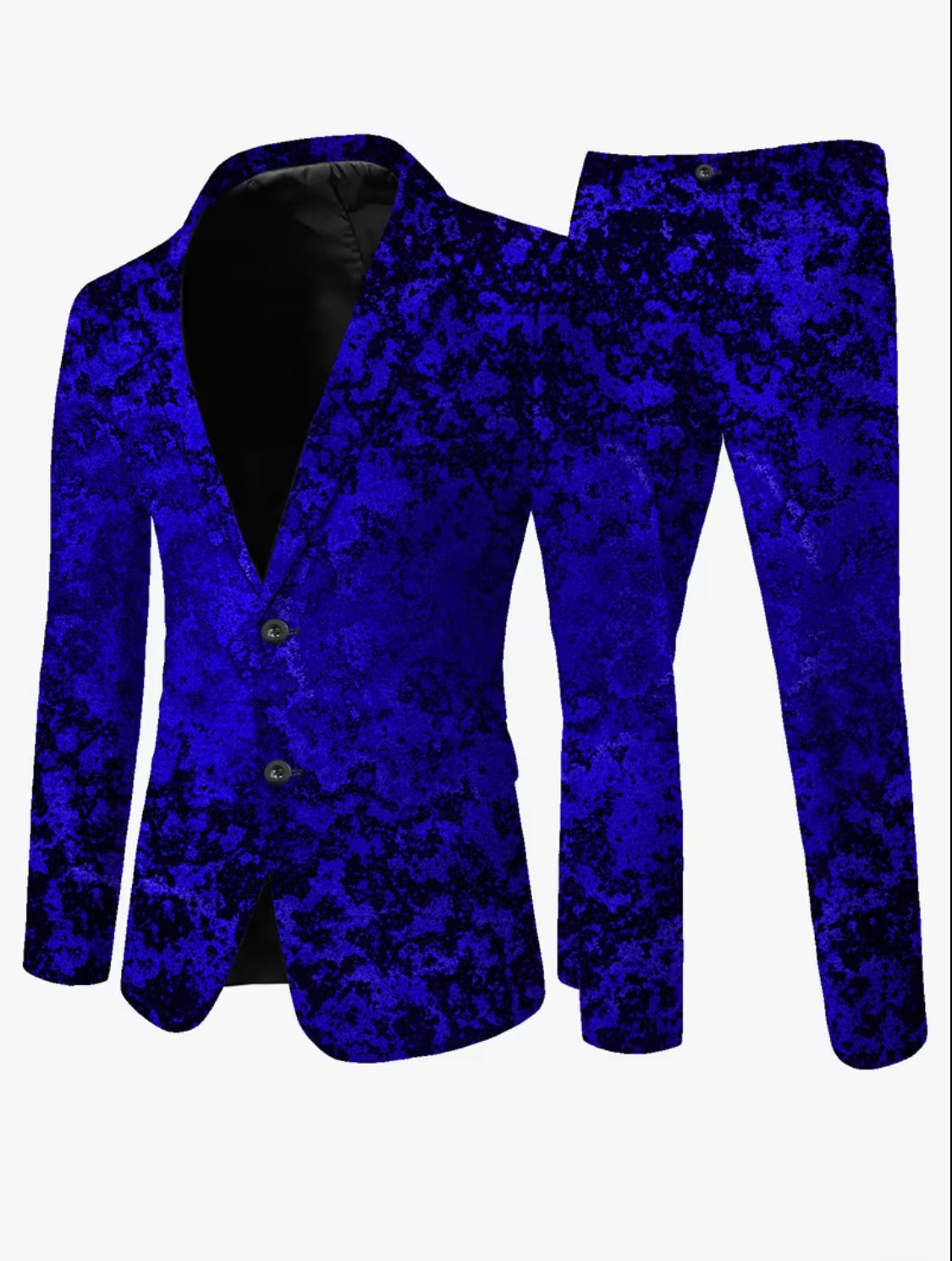 Men’s Royal Blue Velvet Textured Suit Set – Luxury Blazer & Slim-Fit Pants