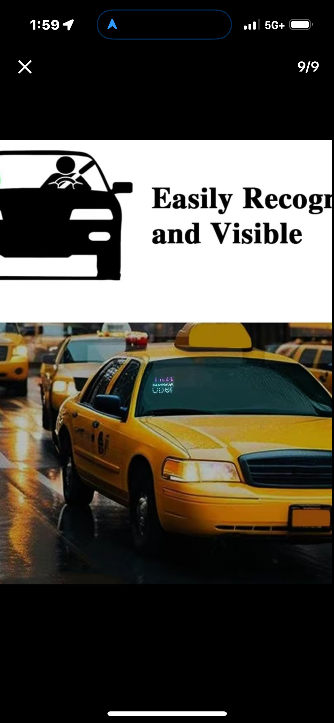 USB LED “Pink & White Light” Car Sign – Ride-Share Dashboard Display with On/Off Switch