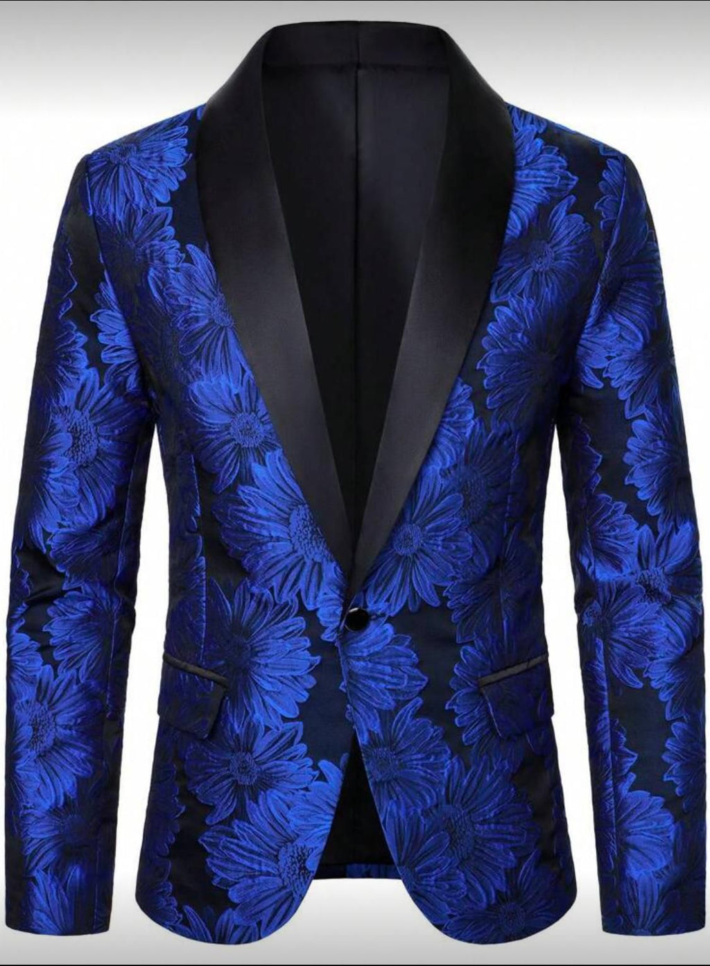 ELi’S Collection – Men’s Luxury Blue Floral Tuxedo Blazer