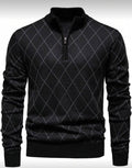 ELi’S Collection – Men’s Diamond-Pattern Quarter-Zip Sweater