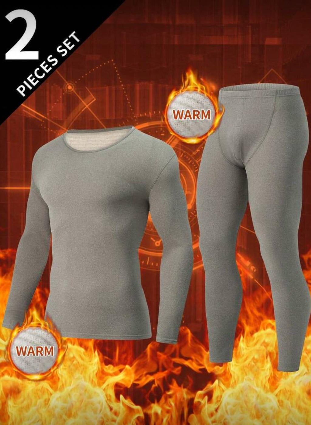 Men’s Thermal Fleece-Lined Warm Underwear Set (2-Piece)