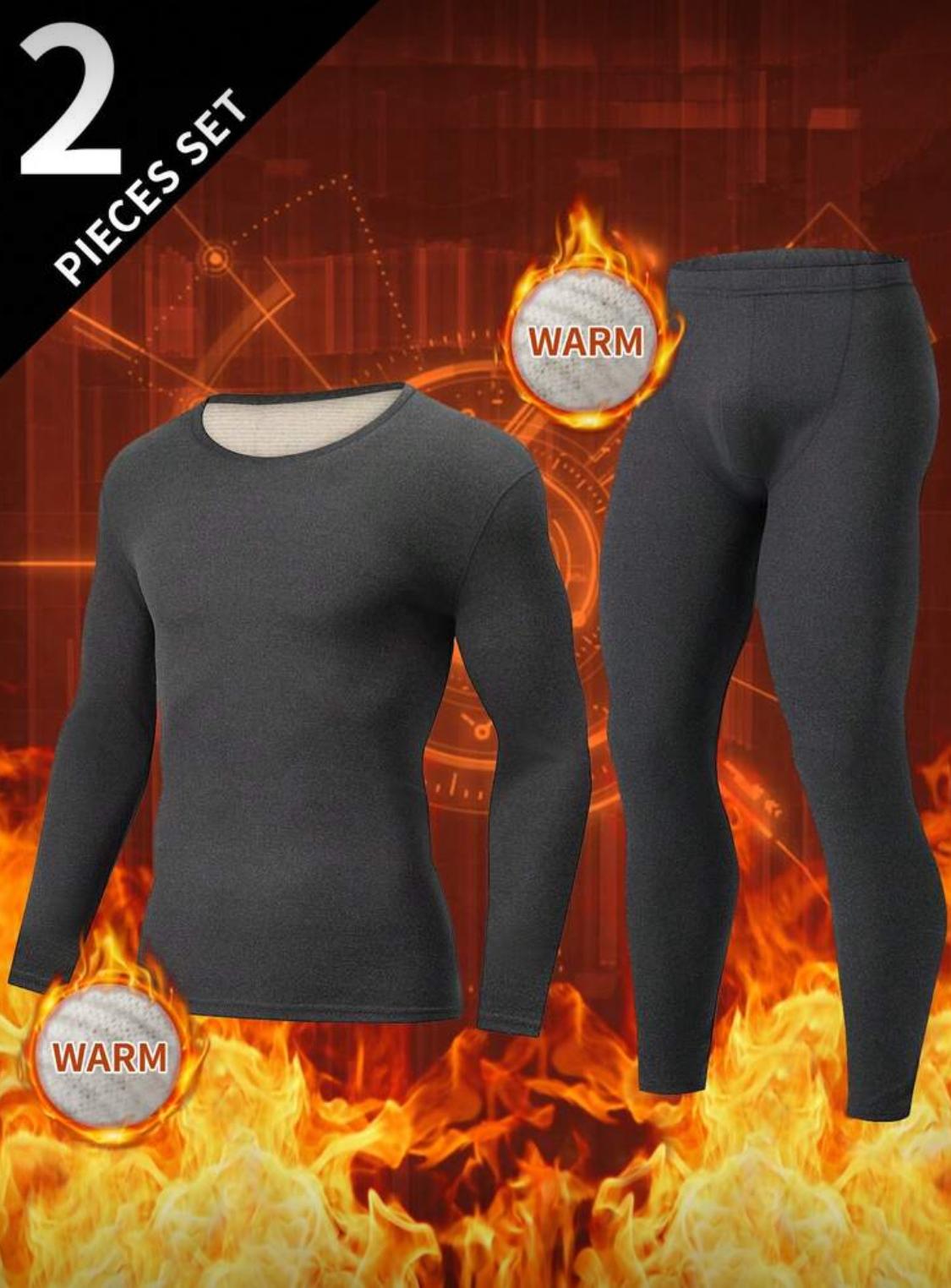 Men’s Thermal Fleece-Lined Warm Underwear Set (2-Piece)