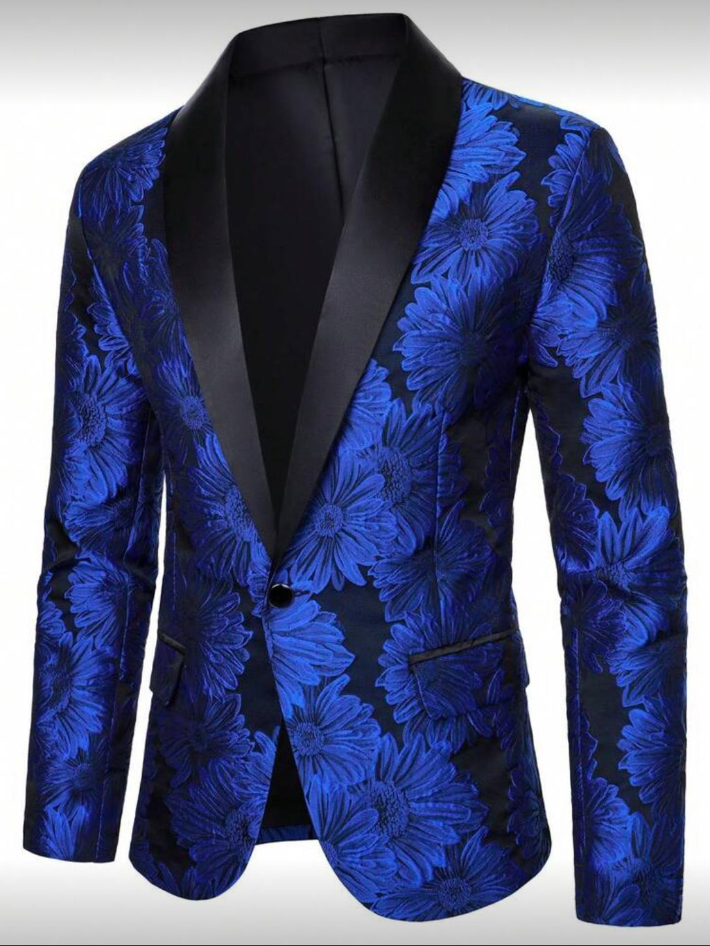 ELi’S Collection – Men’s Luxury Blue Floral Tuxedo Blazer