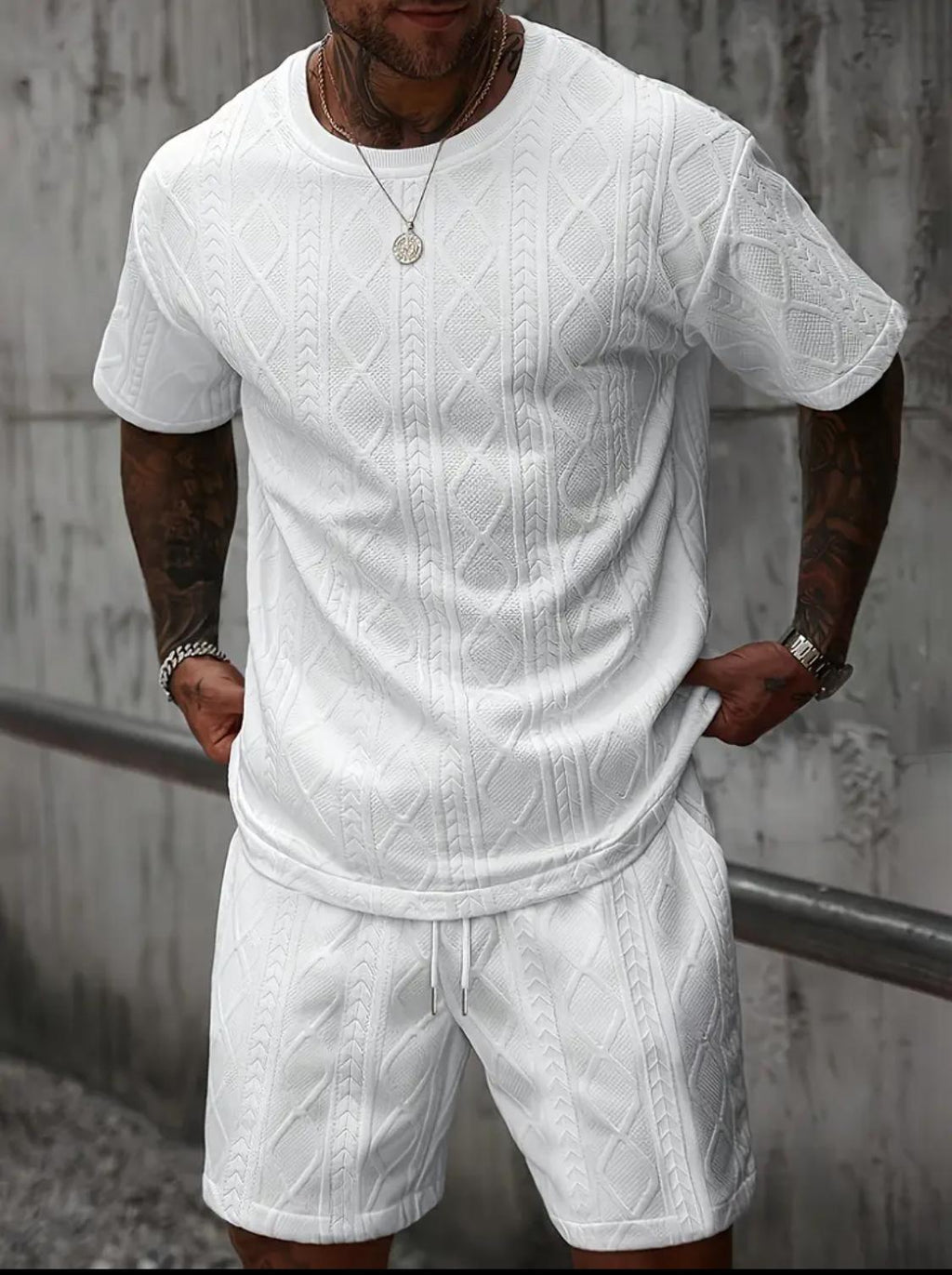 Men’s 2-Piece Sleeveless Summer Set – Textured Tank Top & Drawstring Shorts | Casual Breathable Outfit