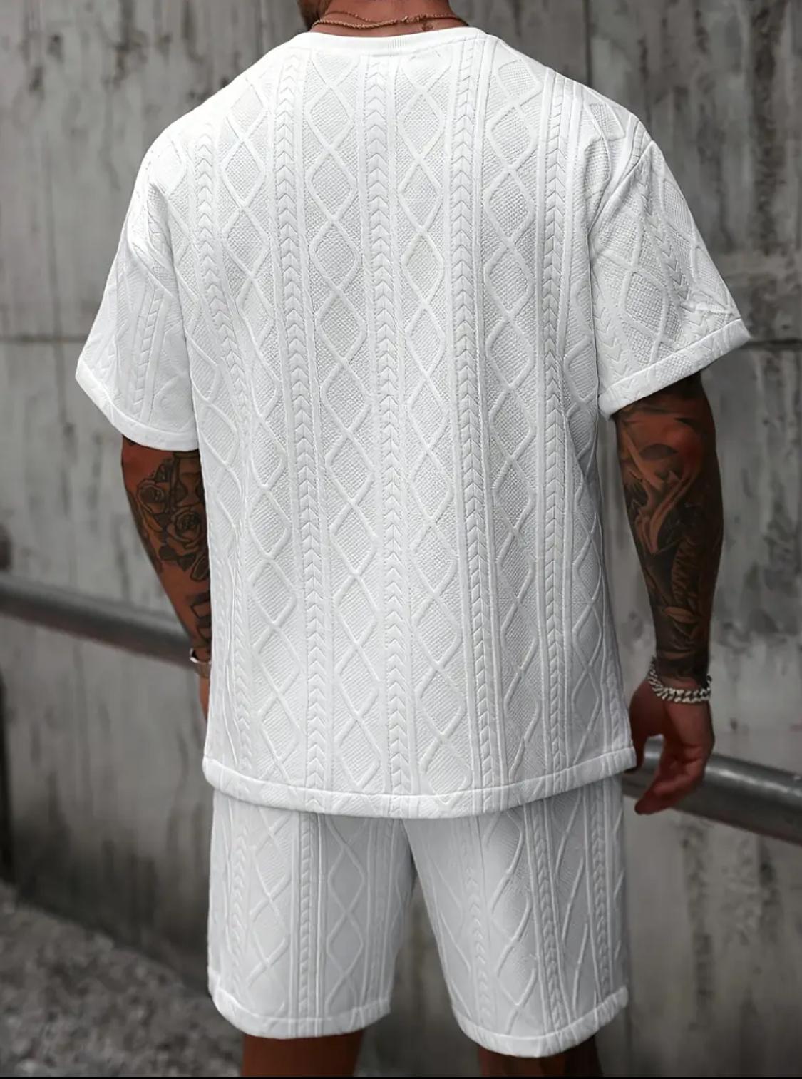 Men’s 2-Piece Sleeveless Summer Set – Textured Tank Top & Drawstring Shorts | Casual Breathable Outfit