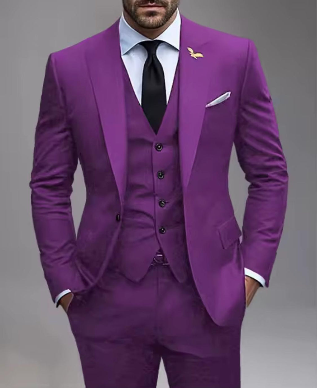 Men’s 3-Piece Formal Suit Set – Slim Fit Blazer, Vest & Dress Pants | Burgundy Elegant Business Outfit