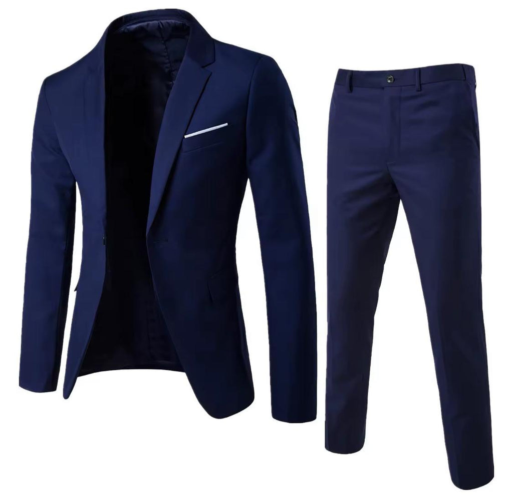 Men’s Slim Fit 2-Piece Suit Set – Light Blue Blazer & Dress Pants | Modern Formal Business Outfit