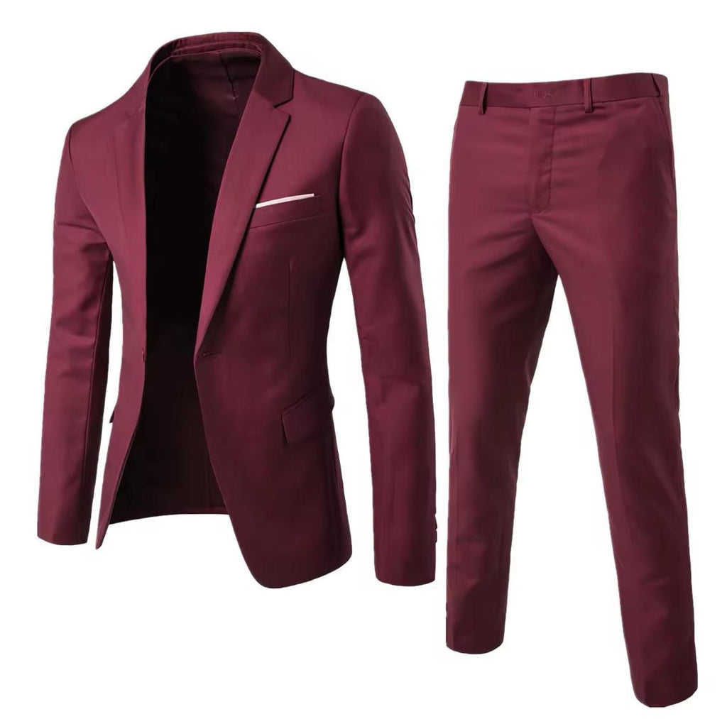 Men’s Slim Fit 2-Piece Suit Set – Light Blue Blazer & Dress Pants | Modern Formal Business Outfit