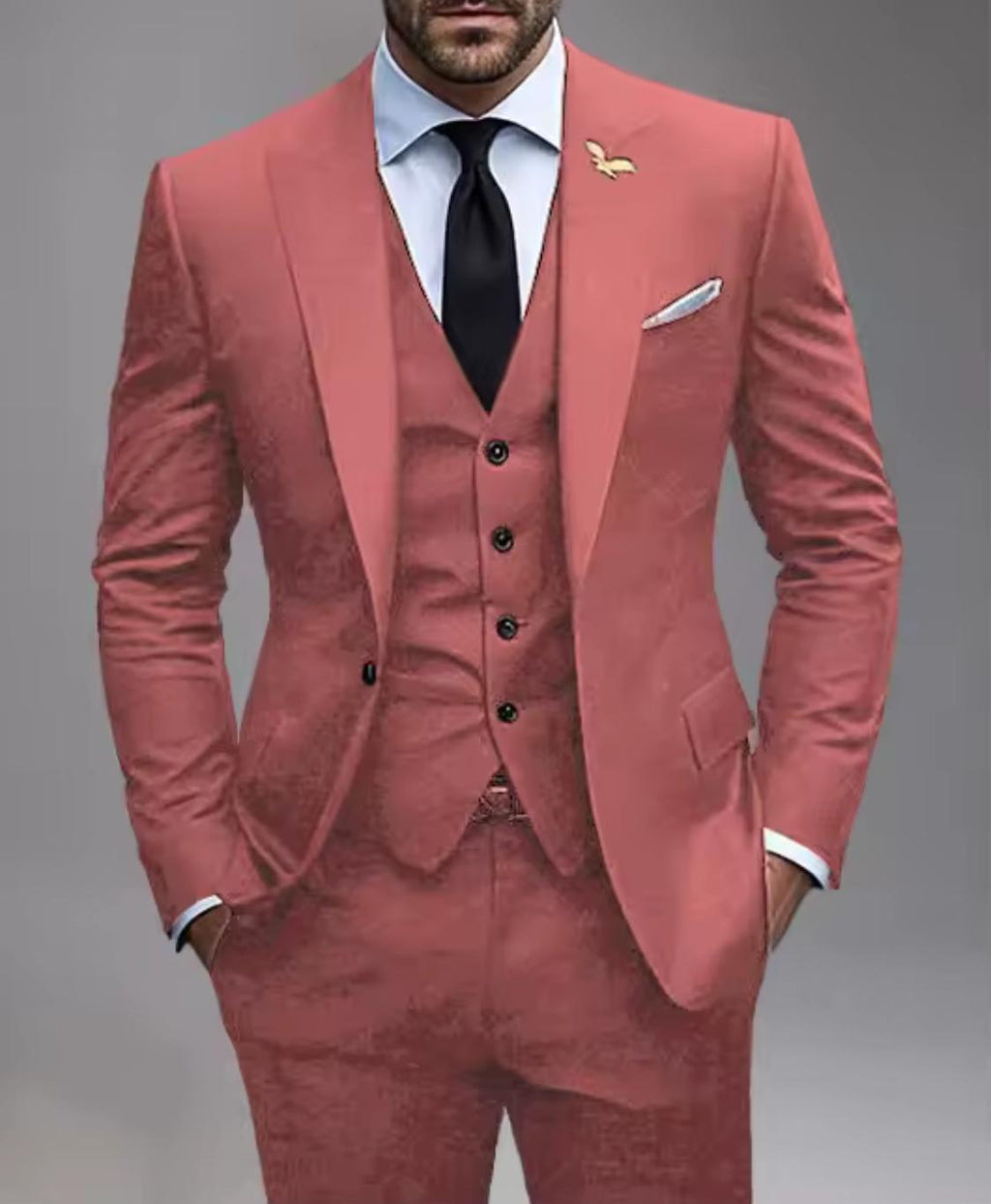 Men’s 3-Piece Formal Suit Set – Slim Fit Blazer, Vest & Dress Pants | Burgundy Elegant Business Outfit